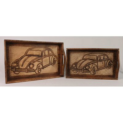 Set Of 2 Retro Design Trays